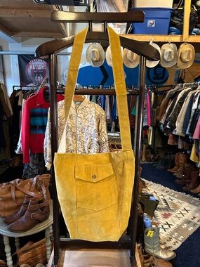 Mustard Handmade Suede Crossbody Tote Bag John F.Gee